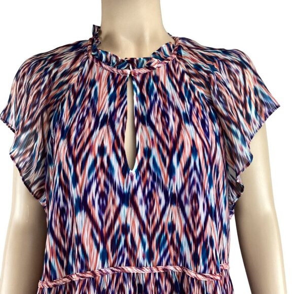 Marie Oliver Dress Size Large Frida Ink Ikat Keyhole Ruffle Tiered Multicolored - Picture 7 of 9